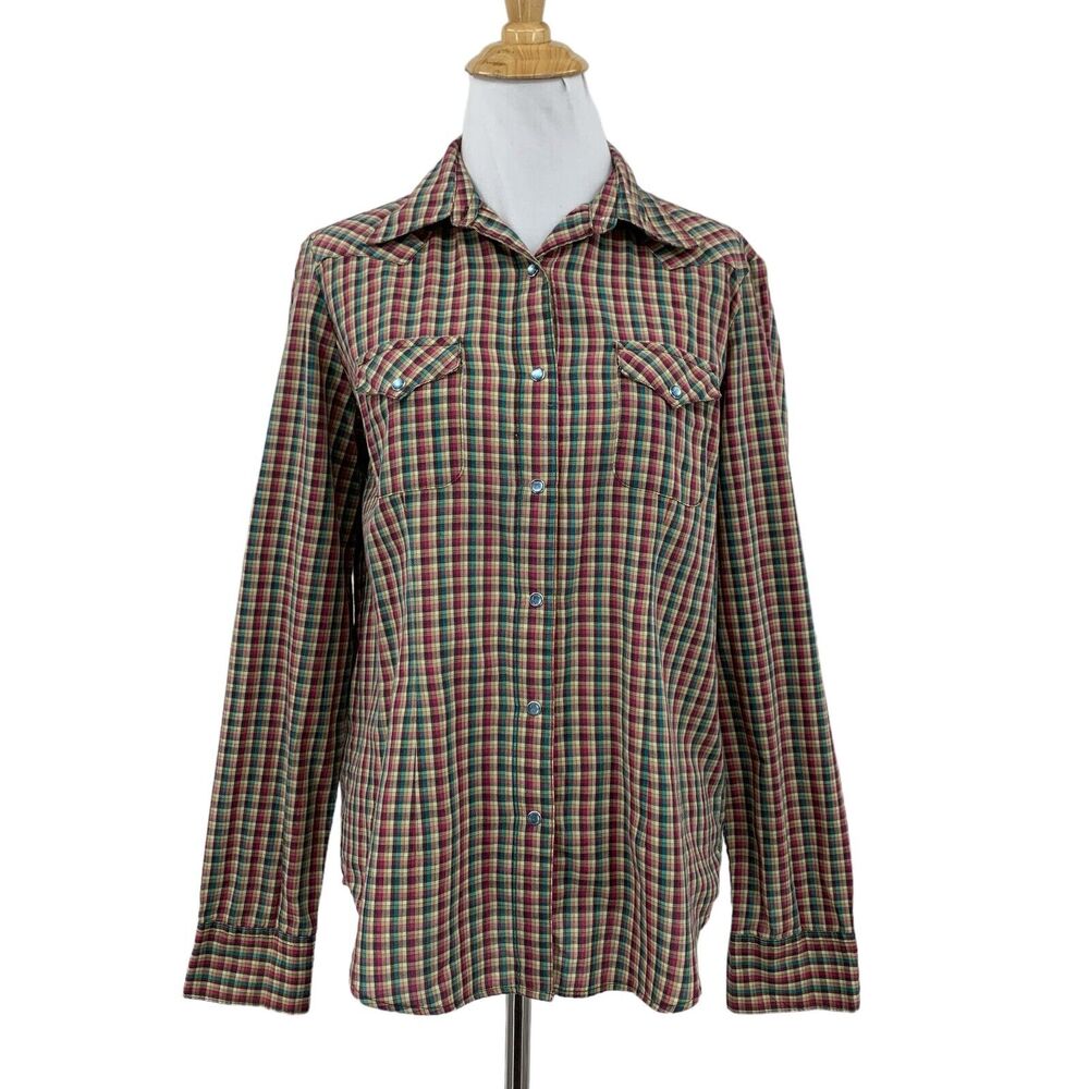 Wrangler Shirt Womens S Small Plaid As Real As Pearl Snap Button Western Pocket